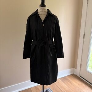 London Fog Women's Black Wool Lined Trench Coat Size S
